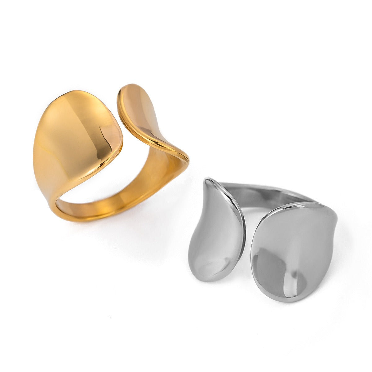 Kaze Simple Geometric Design Ring | 18K Gold Minimalist Adjustable Ring in Gold &amp; Silver