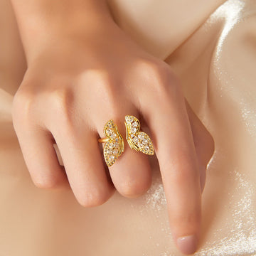Kaze Noble Butterfly Diamond Ring | 18K Gold Adjustable Luxury Ring