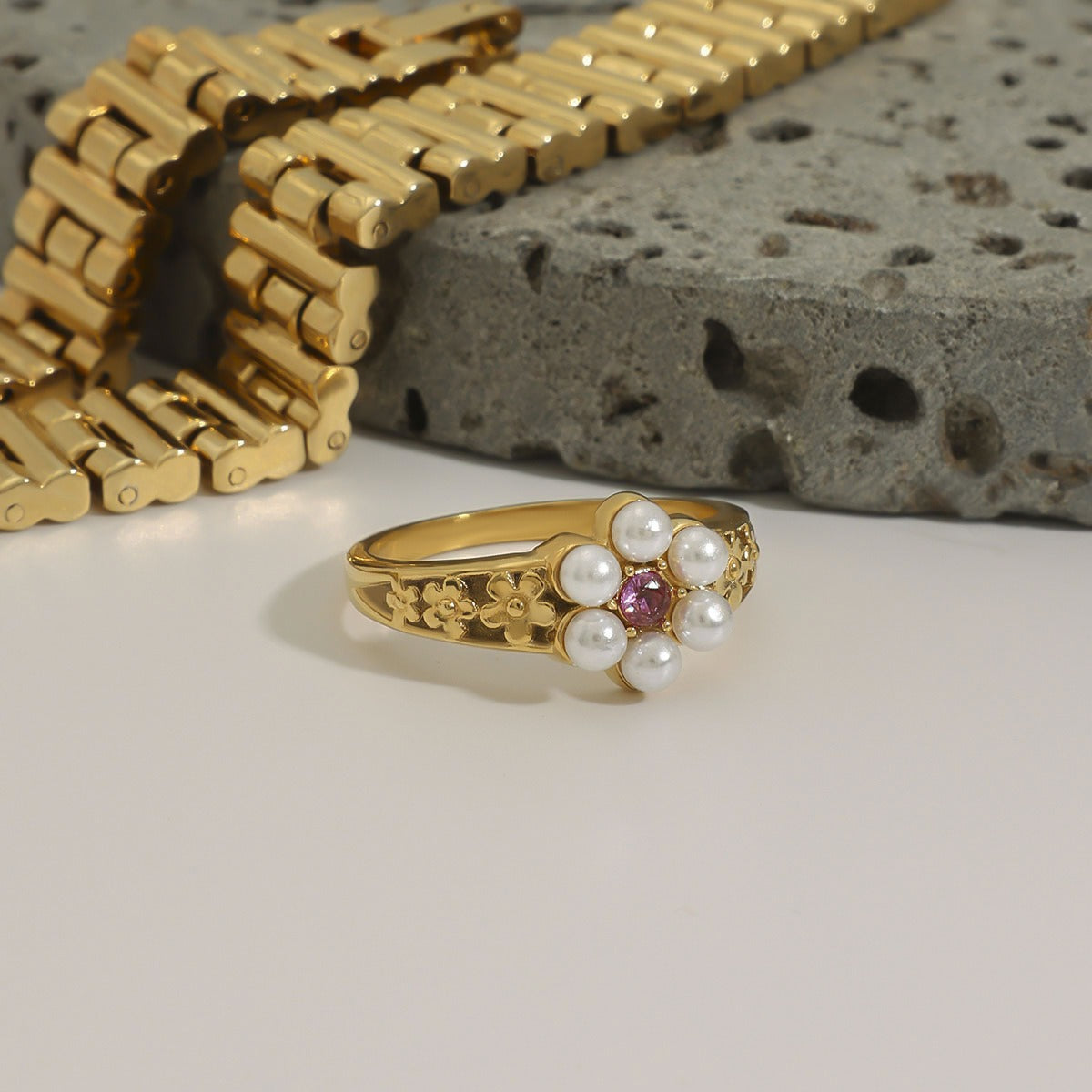 Kaze Pearl Titanium Steel Ring Collection | Premium Pearl Ring in 3 Size &amp; Style Variants