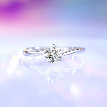 S925 Silver Four-Prong Moissanite Curved Ring