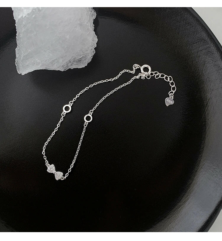 Kaze S925 Sterling Silver Bow Bracelet | Elegant Adjustable Silver Bracelet for Women