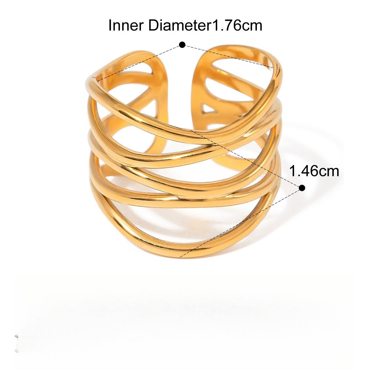 Kaze 18K Gold Luxury Titanium Adjustable Ring | Elegant Ring in Ring A, B &amp; C Sizes 6 &amp; 8 US Adjustable Ring B