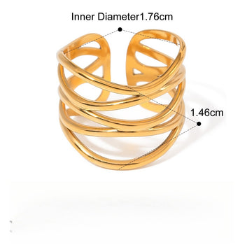 Kaze 18K Gold Luxury Titanium Adjustable Ring | Elegant Ring in Ring A, B &amp; C Sizes 6 &amp; 8 US Adjustable Ring B