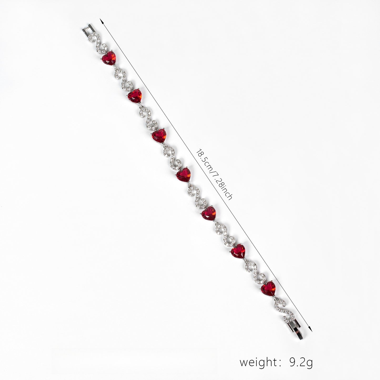Kaze S925 Number-Spliced Heart Cubic Zirconia Bracelet | Sterling Silver Sparkling Bracelet in 2 Colours