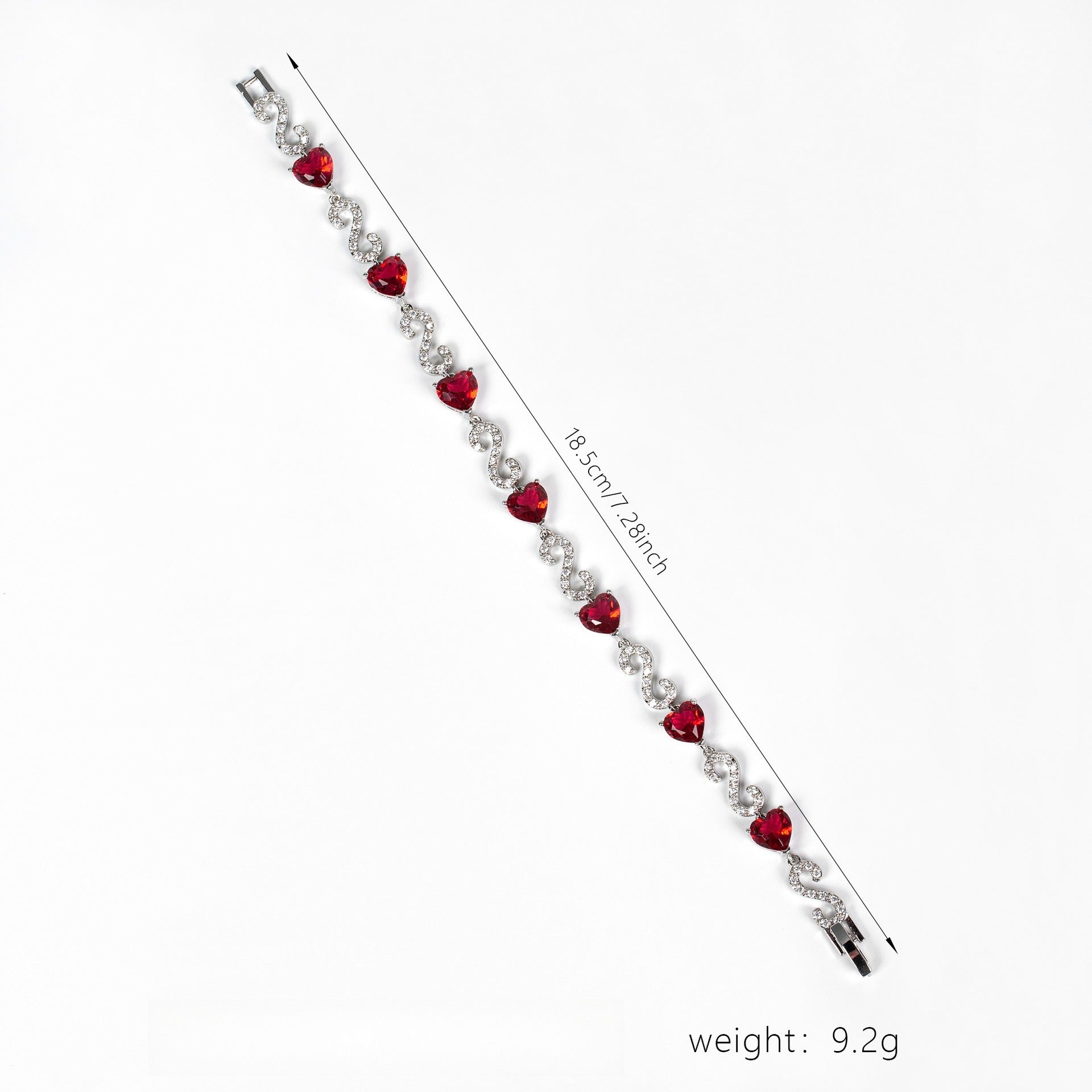 Kaze S925 Number-Spliced Heart Cubic Zirconia Bracelet | Sterling Silver Sparkling Bracelet in 2 Colours