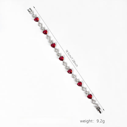 Kaze S925 Number-Spliced Heart Cubic Zirconia Bracelet | Sterling Silver Sparkling Bracelet in 2 Colours