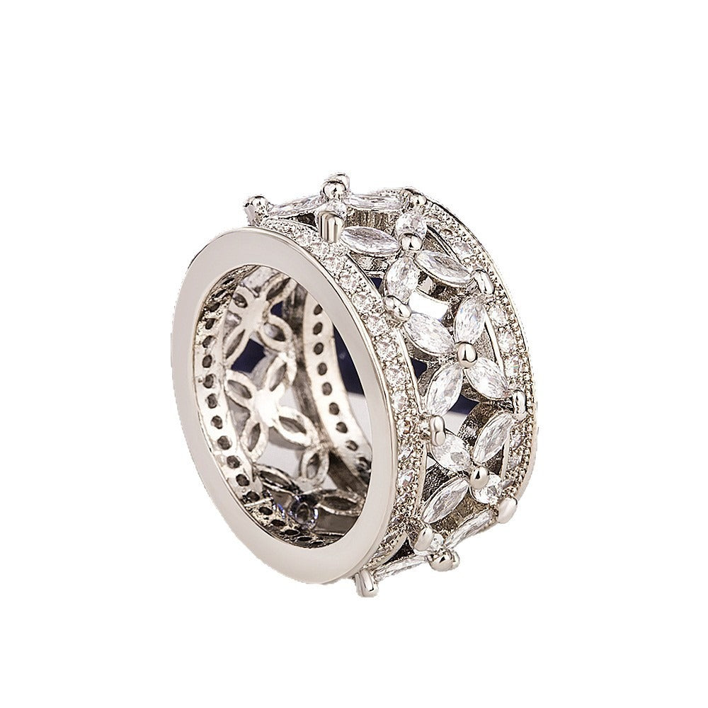 Kaze S925 Pavé Marquise-Cut Cubic Zirconia Ring | Sterling Silver Diamond Ring Sizes 6–10 US Only
