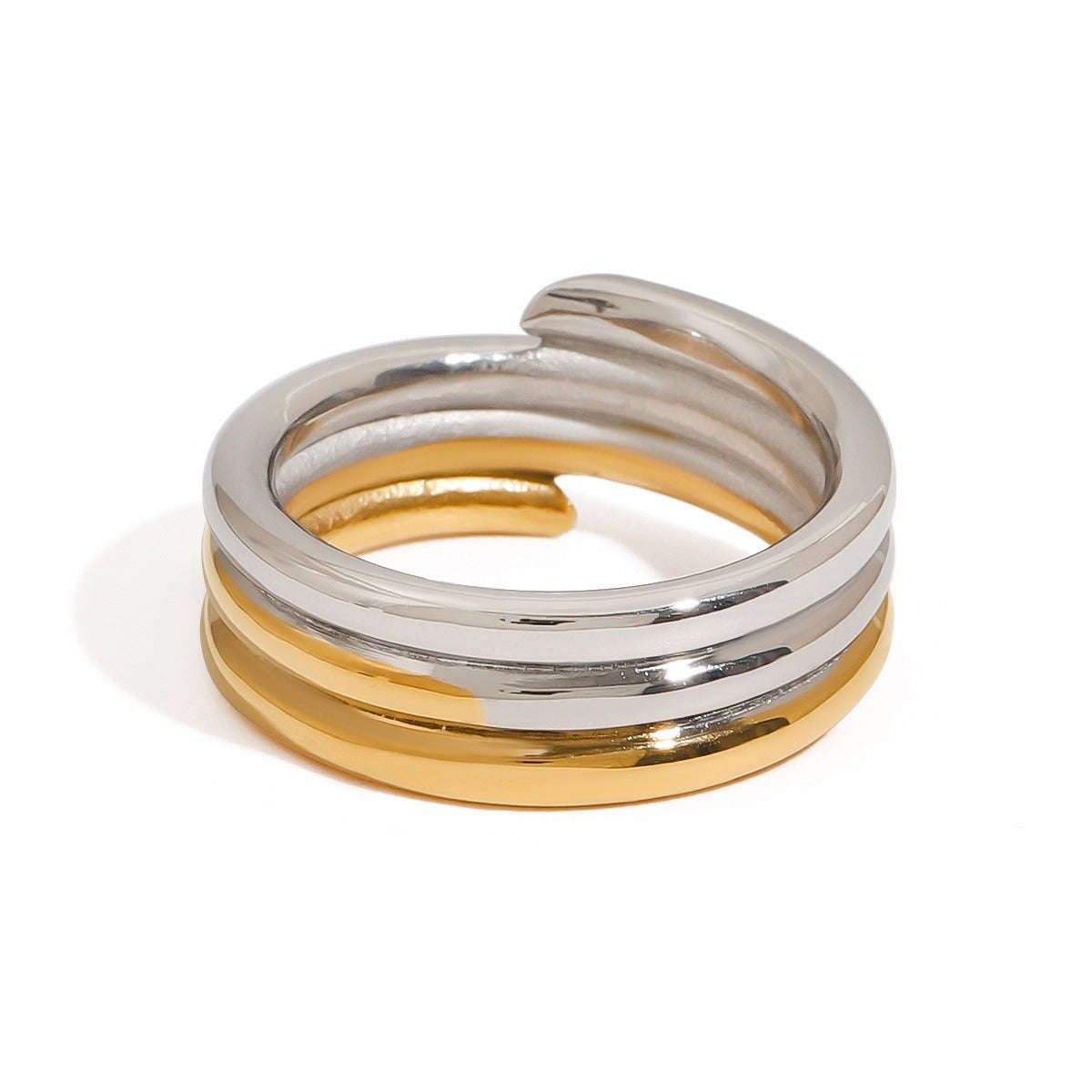 Kaze 18K Gold and Silver Band Ring | Classic Two-Tone Band Ring in Sizes 6–10 US Only
