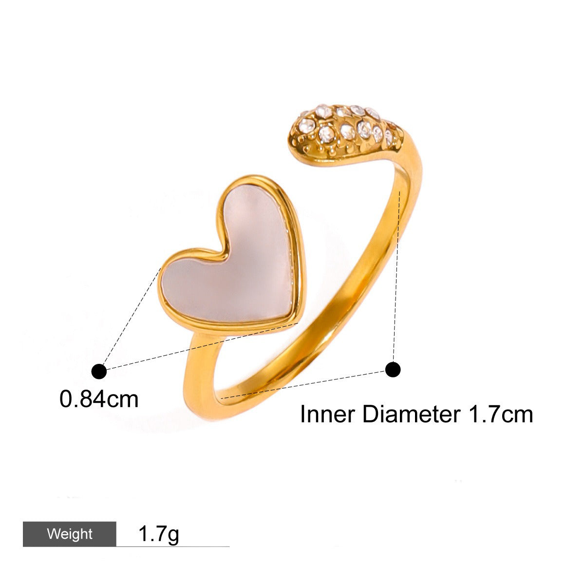 Kaze Heart Gemstone Luxury Ring | 18K Gold Heart-Shaped Ring for Women