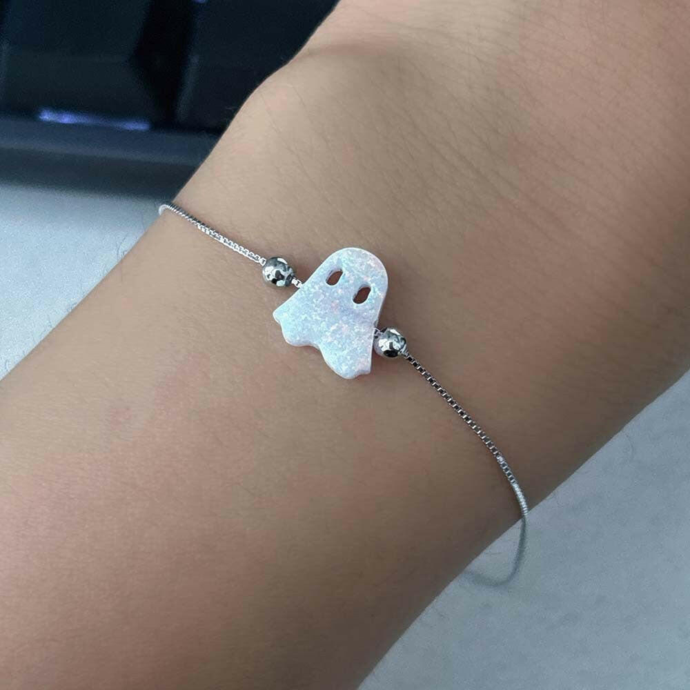 Kaze Ghost S925 Sterling Silver Pendant Necklace | Unisex Box Chain in White, Black, Gold &amp; Rose Gold White Ghost Platinum Bracelet