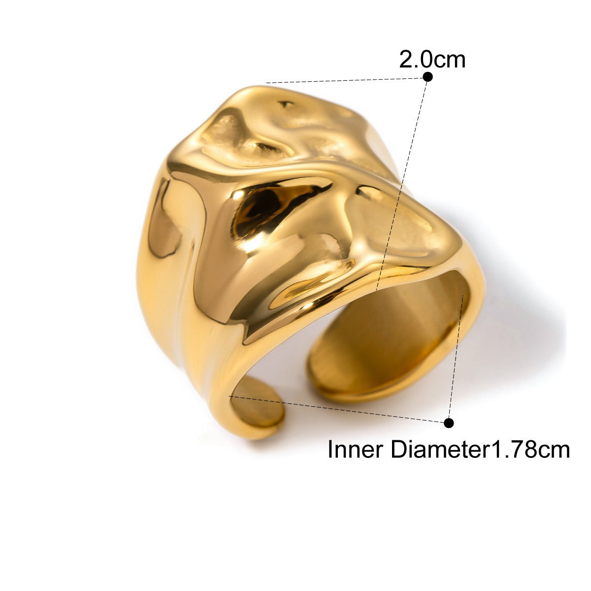 Kaze Adjustable Hammered Texture Ring | 18K Gold Artisan Finish Ring in Gold &amp; Silver Gold