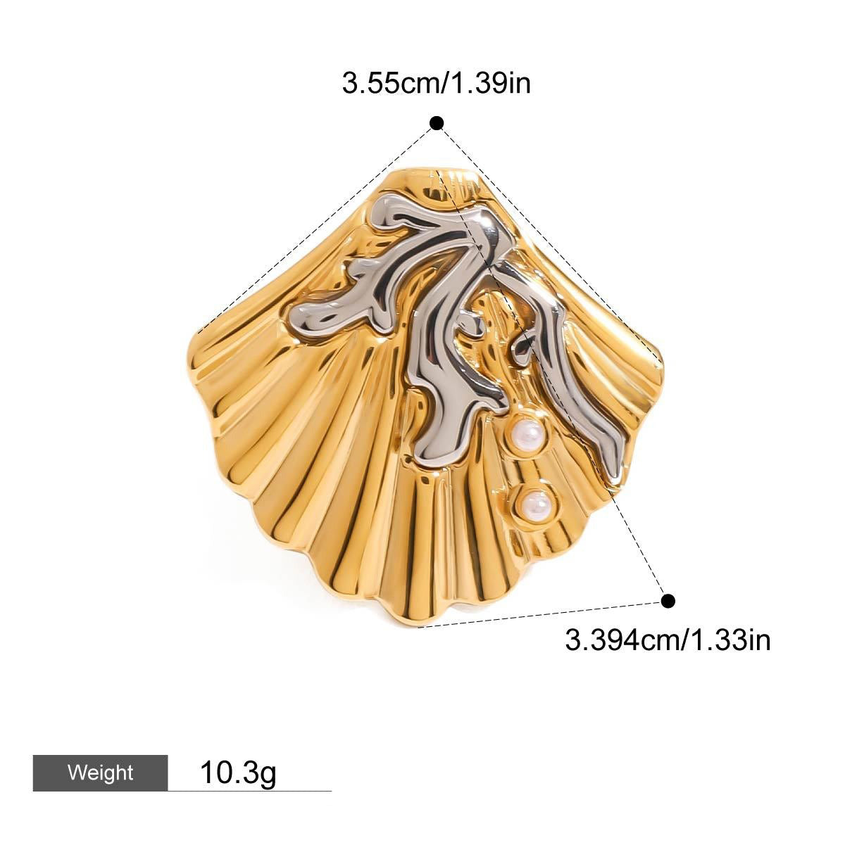 Kaze 18K Gold Ocean-Themed Inlaid Pearl Jewellery Set | 14-Piece Coastal Jewellery Collection Style C-Ring-09