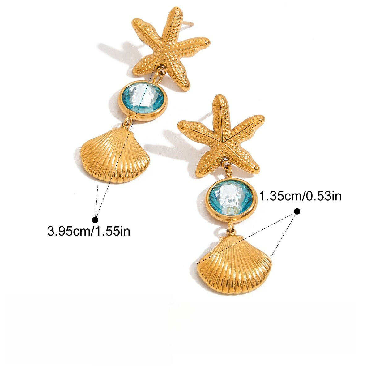 Kaze 18K Gold Lightweight Luxury Earring and Ring Set | Titanium Steel Coordinated Set in 3 Pieces Ear A