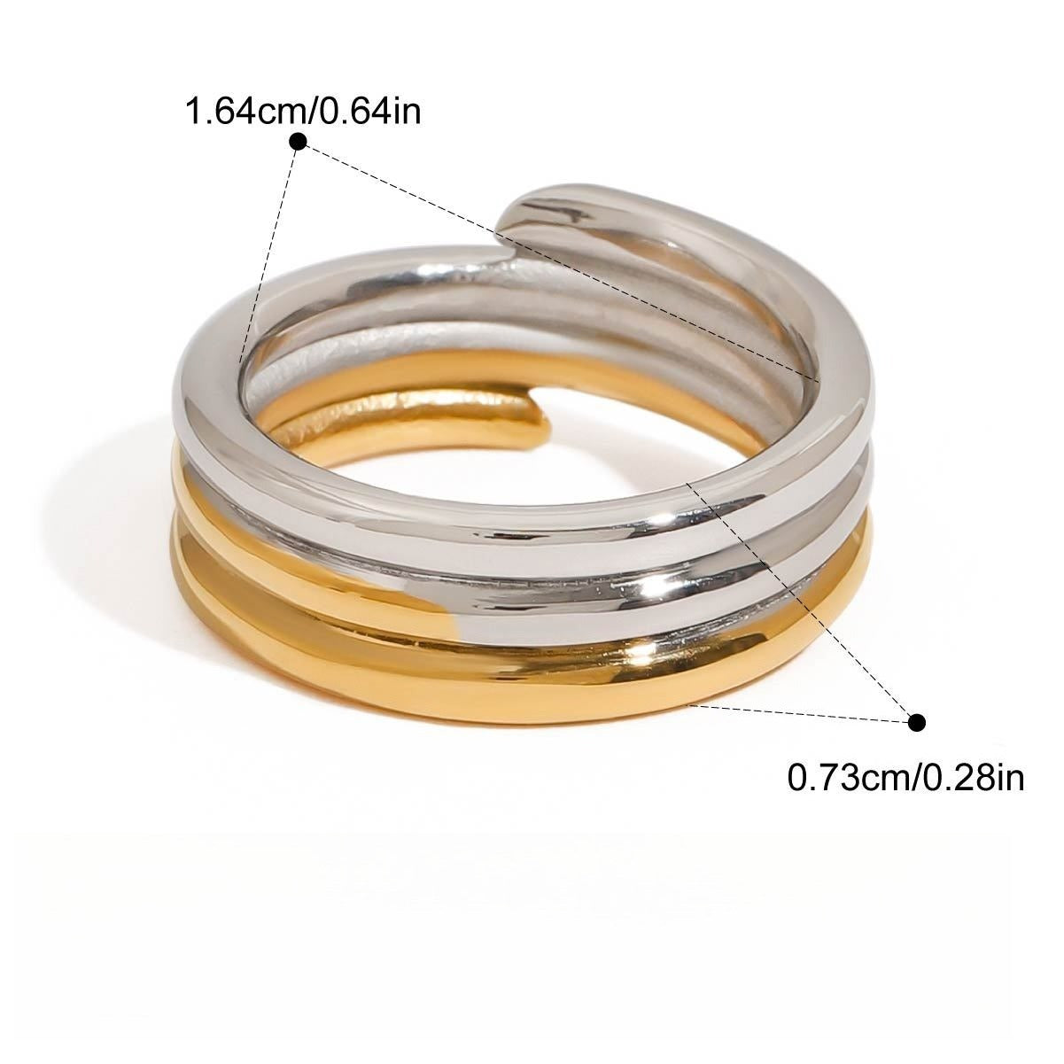 Kaze 18K Gold and Silver Band Ring | Classic Two-Tone Band Ring in Sizes 6–10 US