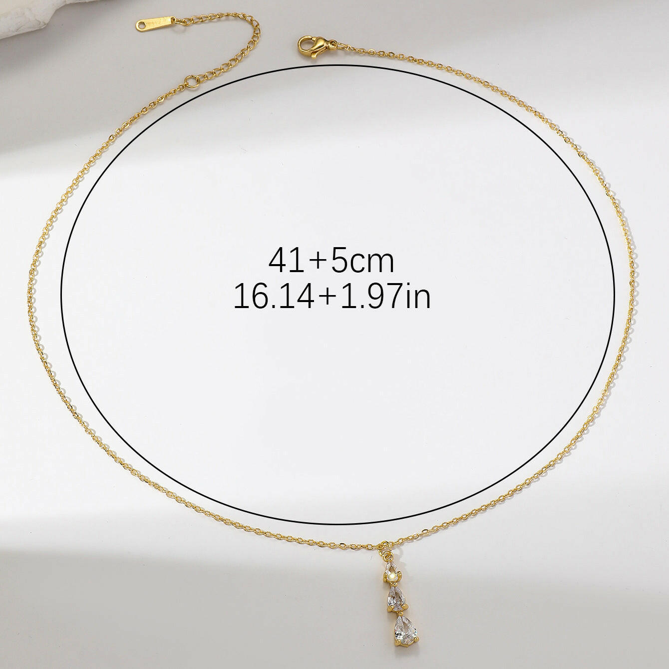 Kaze Zircon Water Drop Pendant Necklace | Teardrop Zircon Necklace in Gold &amp; Silver