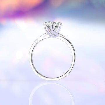 Kaze S925 Twisted Band Six-Prong Moissanite Ring | Sterling Silver Ring Sizes 5–9 US