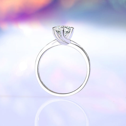 Kaze S925 Twisted Band Six-Prong Moissanite Ring | Sterling Silver Ring Sizes 5–9 US