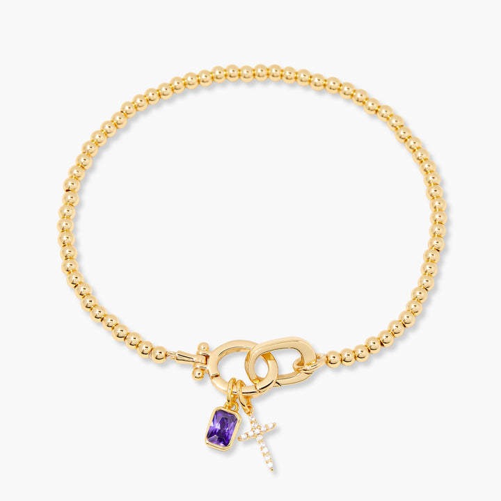 Kaze Moonstone Heart Knot Birthstone Bracelet | 18K Gold Personalised Bracelet February