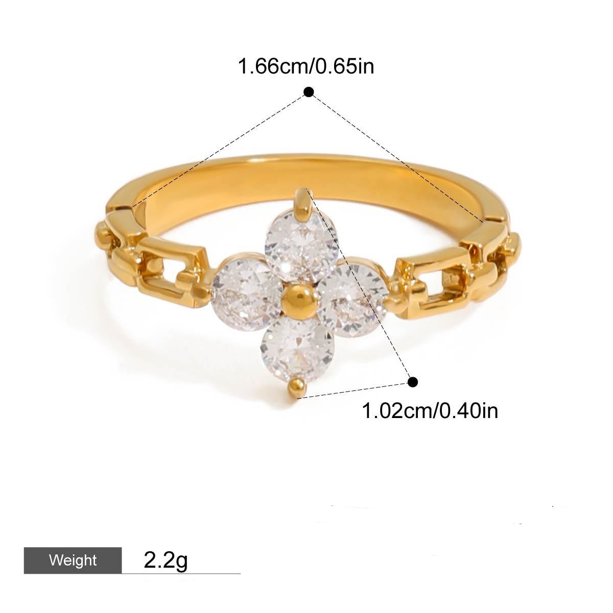 Kaze Flower Gemstone Ring | 18K Gold Floral Ring with Gemstone Detail Flower shape-6US