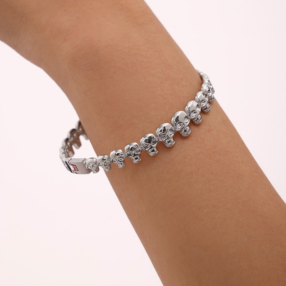 Kaze Skull Design Dark Style Bracelet | 18K Gold Statement Bracelet in Gold &amp; Silver
