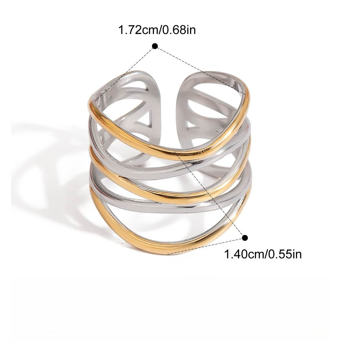 Kaze 18K Gold Luxury Titanium Adjustable Ring | Elegant Ring in Ring A, B &amp; C Sizes 6 &amp; 8 US Adjustable Ring A