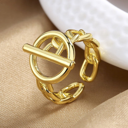 Kaze 18K Gold Minimalist Letter OT Clasp Ring | Adjustable Ring in Gold &amp; Silver Gold