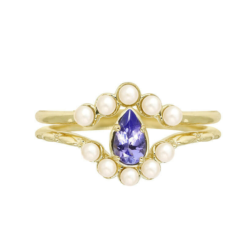 Kaze Geometric Tanzanite Sterling Silver Ring | S925 Silver Blue-Violet Gemstone Ring