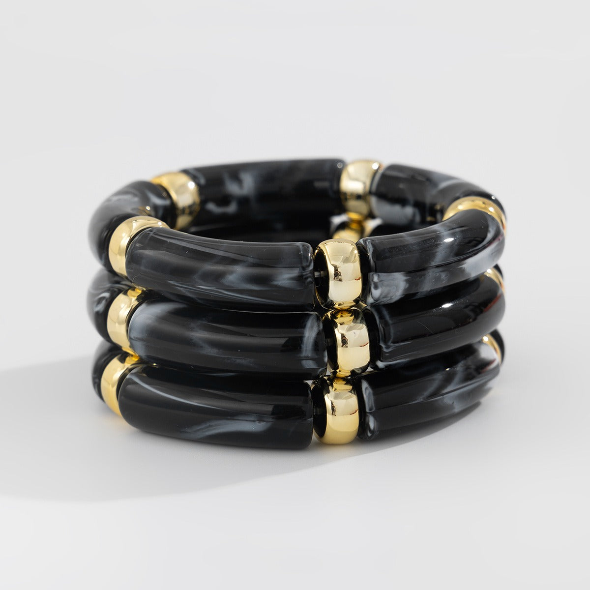 Kaze Light Luxury Beaded Bamboo Bracelet | 18K Gold-Plated S925 Silver Resin Bracelet in 8 Colours