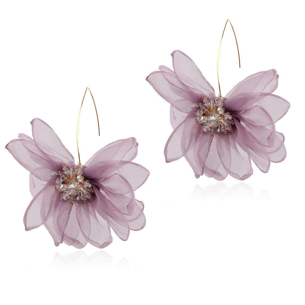 Kaze Korean Floral Drop Earrings | Delicate Alloy Flower Earrings in White, Black &amp; Pink Pink