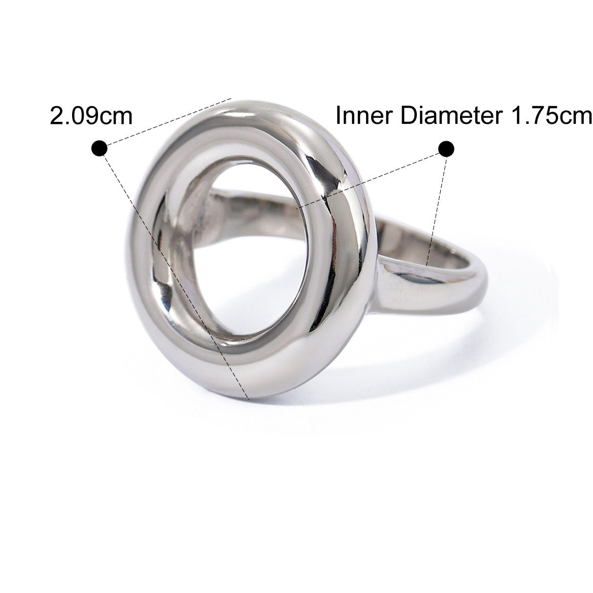 Kaze Simple Hollow Round Design Ring | 18K Gold Minimalist Circle Ring in Gold &amp; Silver Size 7 Silver 7US