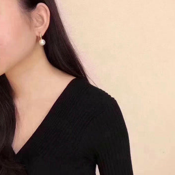 Brass Glass Pearl U-Shaped Earrings