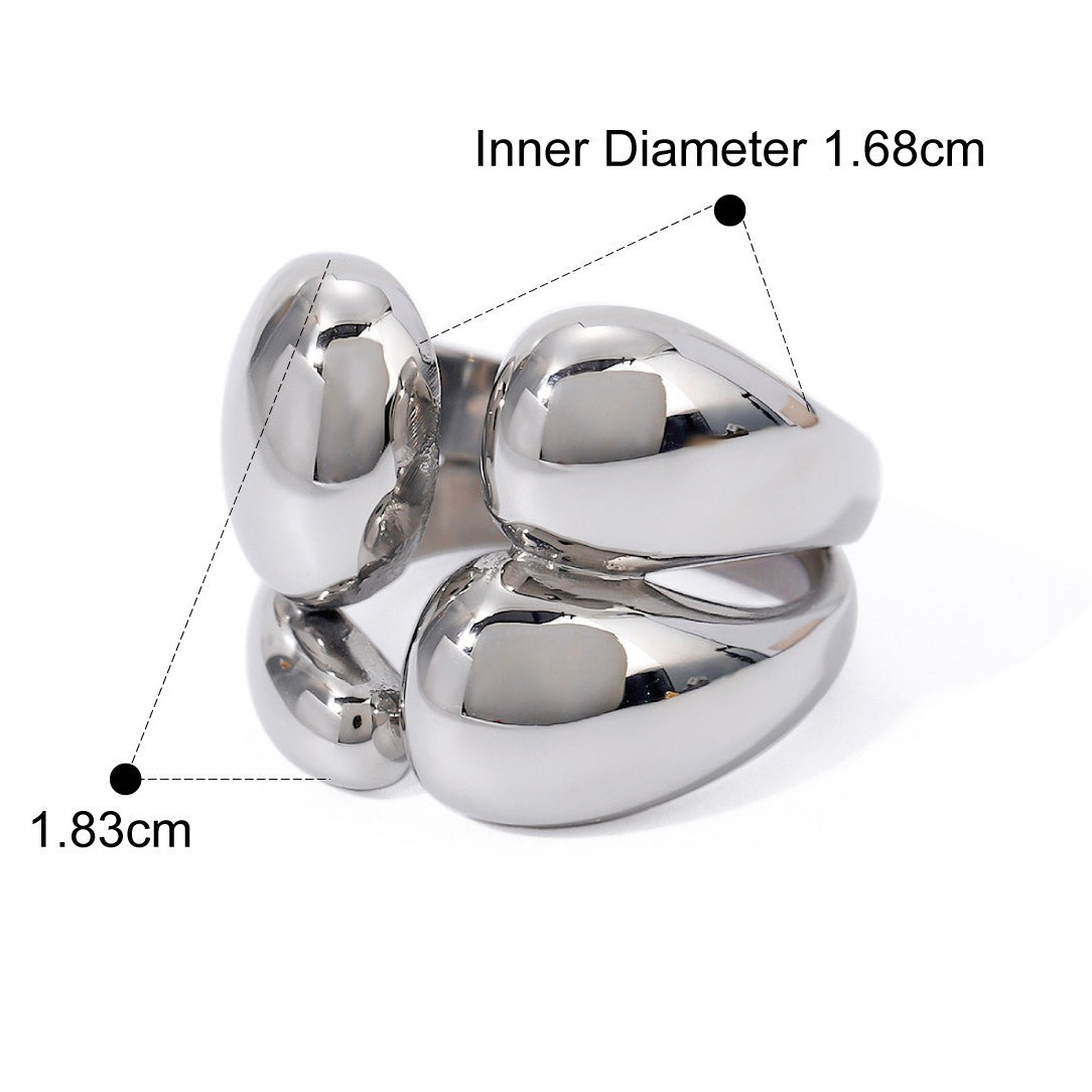 Kaze Stylish Irregular Shape Double-Layer Ring | 18K Gold Adjustable Ring in Gold &amp; Silver Silver Adjustable