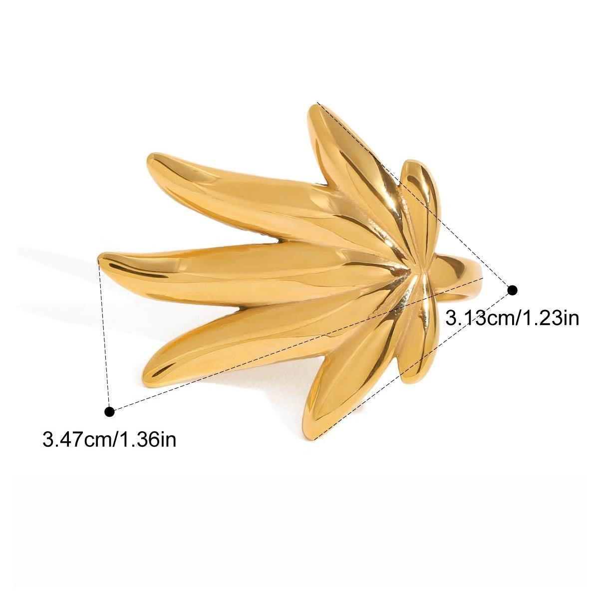 Kaze 18K Gold Maple Leaf Titanium Adjustable Ring | Nature-Inspired Ring in Ring A &amp; Ring B Adjustable Ring B