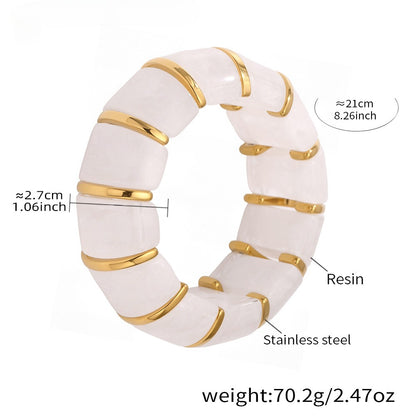 Kaze 18K Gold Luxury Resin Elastic Cord Bracelet | Premium Resin Bracelet in 10 Colours White