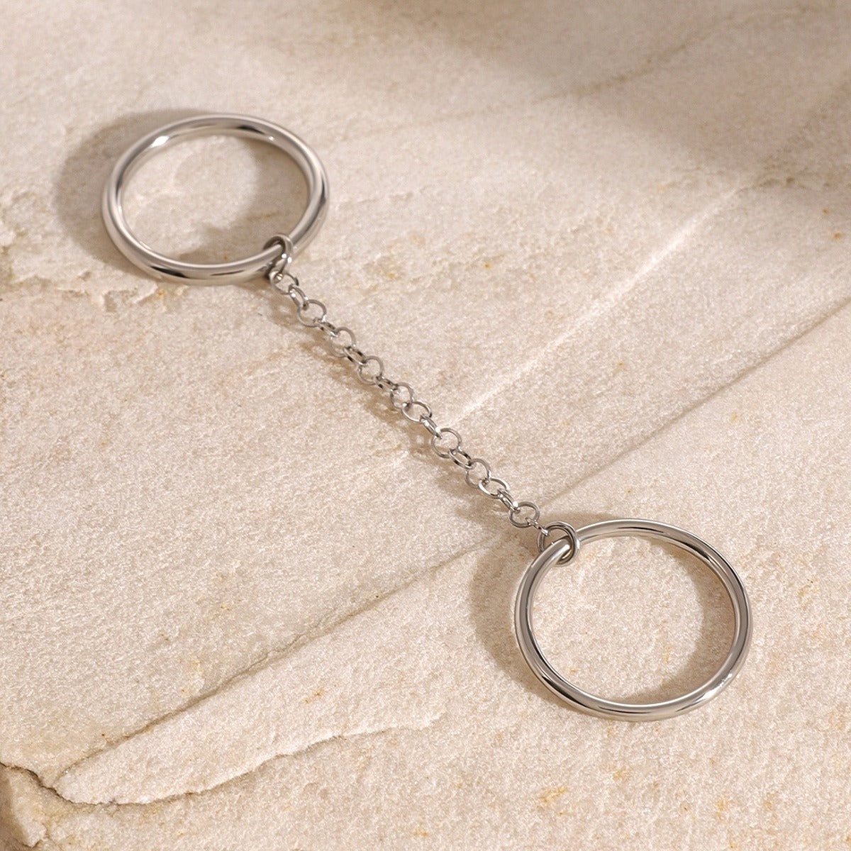 Kaze Double Ring Chain Design Titanium Ring | Modern Minimalist Linked Ring