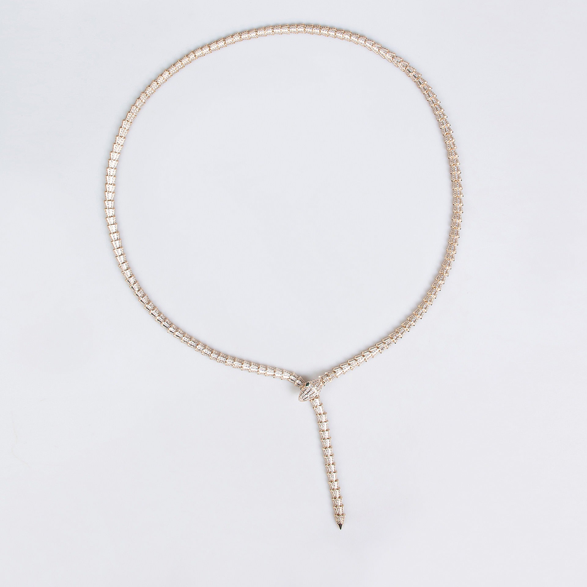 Kaze Double-Layer Serpentine Zirconia Necklace | 18K Gold-Plated Luxury Chain