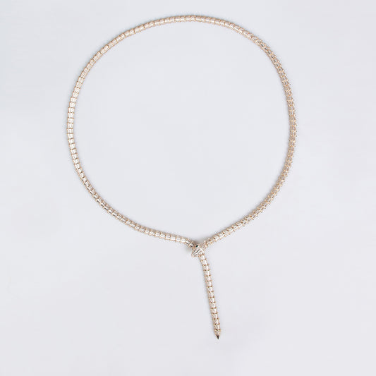 Kaze Double-Layer Serpentine Zirconia Necklace | 18K Gold-Plated Luxury Chain