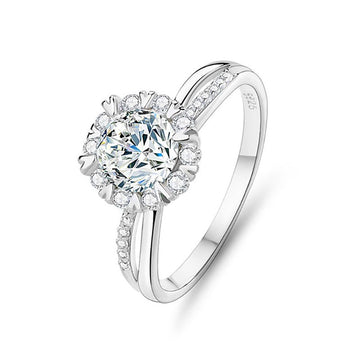Kaze S925 Snowflake Moissanite Ring | D-Color Sterling Silver Snowflake Ring Sizes 5–9 US Empty setting (without the main stone)