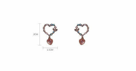 Kaze Korean-Inspired Heart-Shaped Alloy Earrings | Romantic Stud Earrings &amp; Matching Necklace