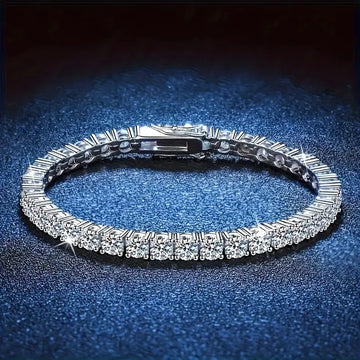 Kaze S925 Sterling Silver Sparkling Rhinestone Tennis Chain | 4mm Zircon Bracelet in 4 Lengths
