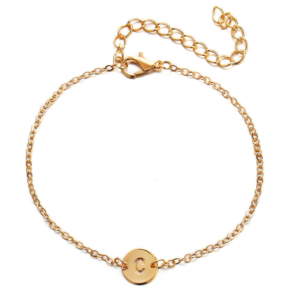 Kaze Adjustable Gold-Tone Initial Bracelet | Personalised Letter Bracelet in 26 Variants