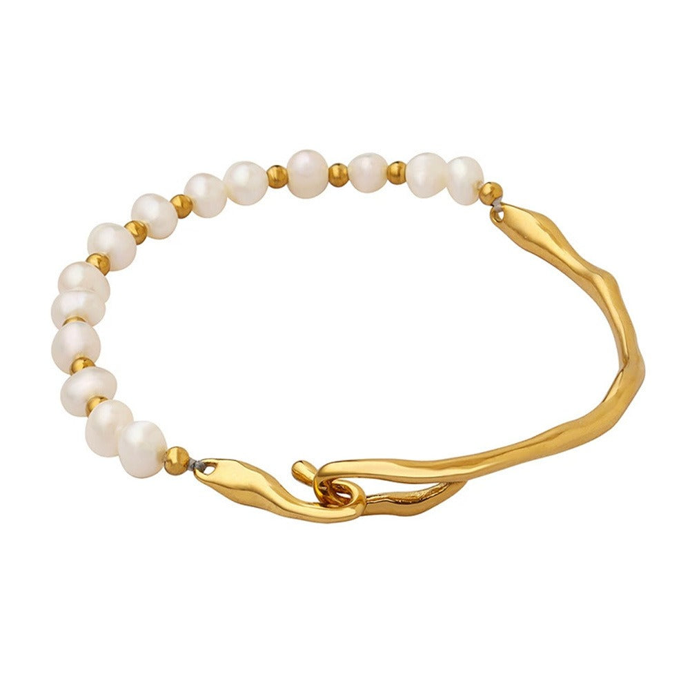 Kaze Irregular Pearl Design Bracelet | 18K Gold Asymmetric Pearl Bracelet in 3 Styles