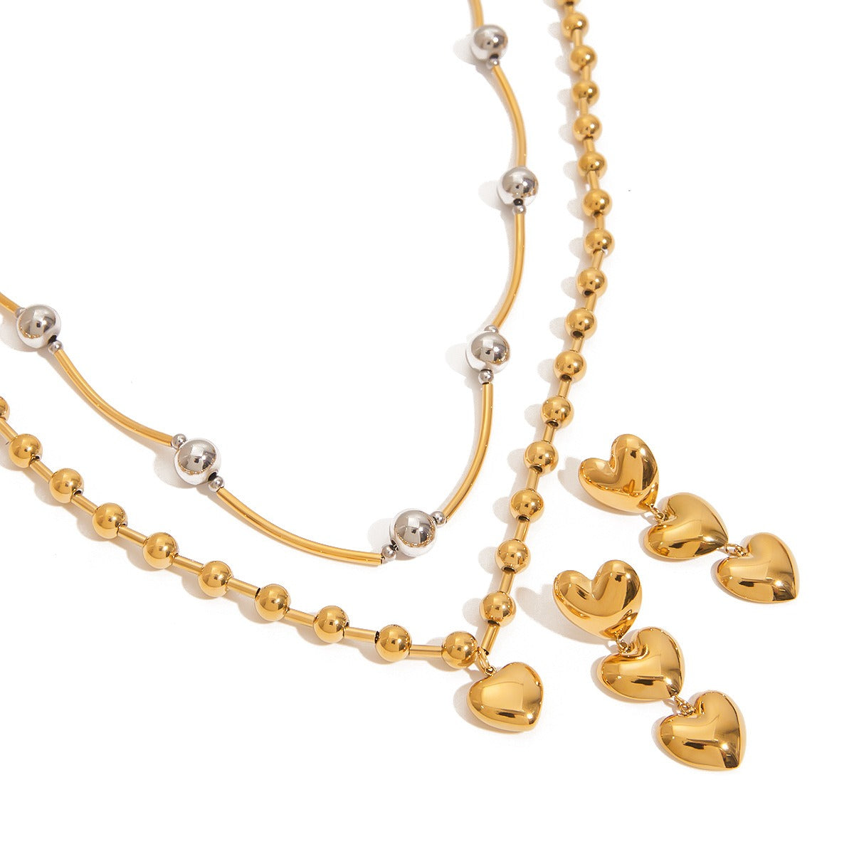 Kaze 18K Gold Exquisite Flower Necklace, Earrings and Bracelet Set | 13-Piece Botanical Jewellery Collection