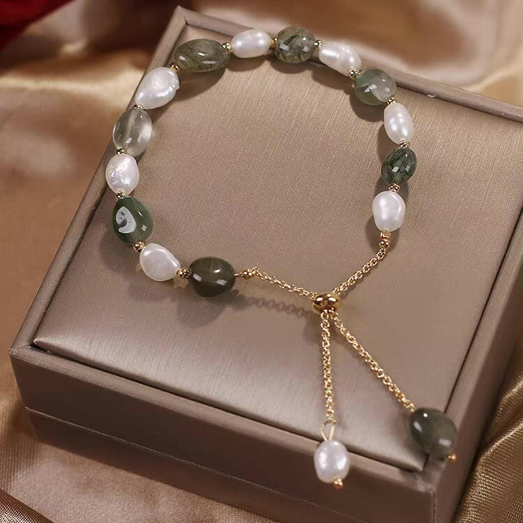 Kaze Korean-Style Crystal Slider Bracelet | Natural Pearl Adjustable Bracelet in 11 Styles 7 Style