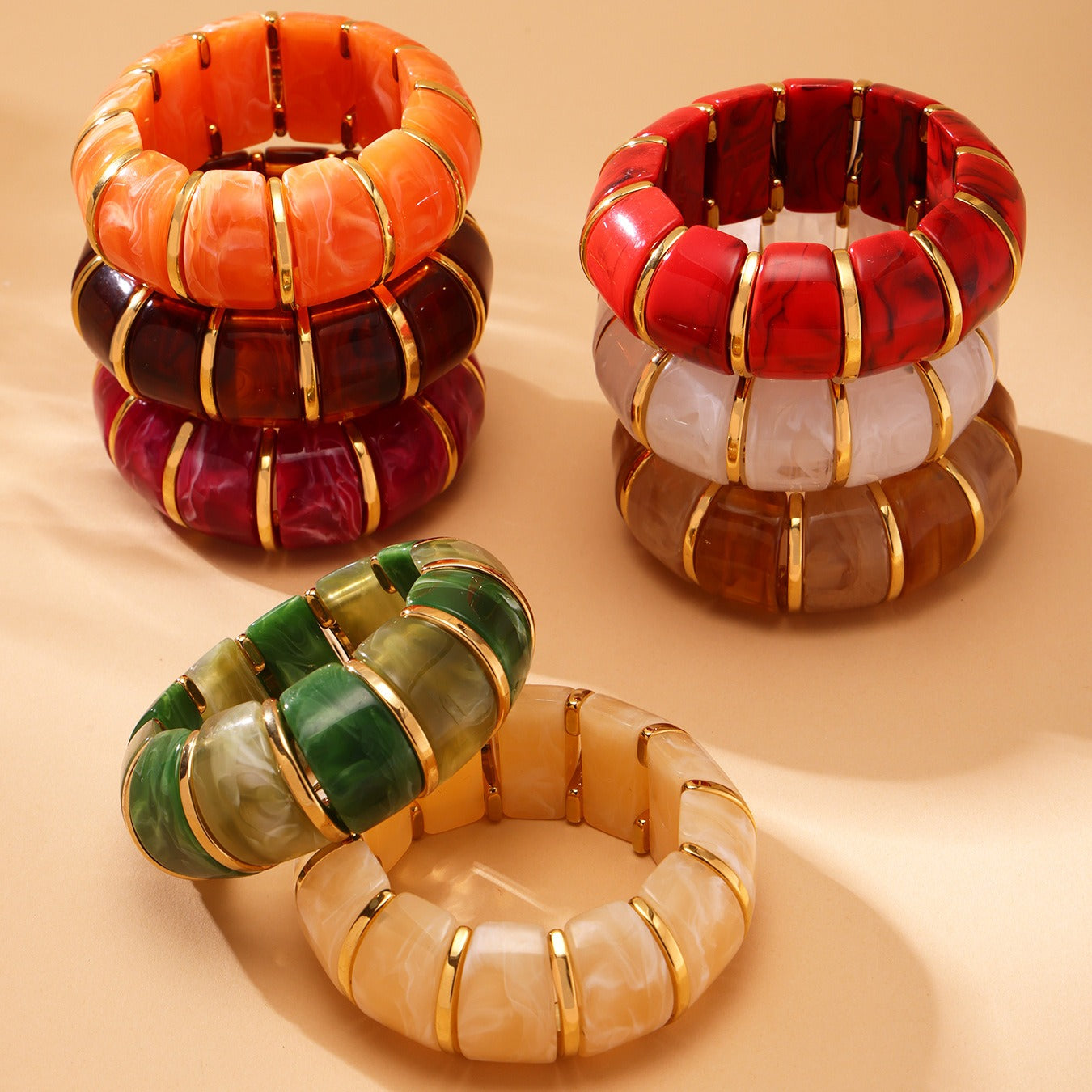 Kaze 18K Gold Luxury Resin Elastic Cord Bracelet | Premium Resin Bracelet in 10 Colours