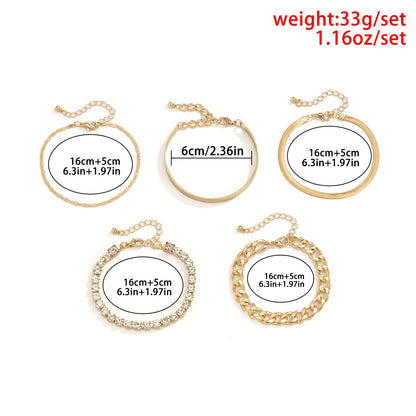 Kaze 18K Gold Retro Snake Bone Chain Diamond Bracelet | 18K Gold &amp; S925 Silver in Gold &amp; White
