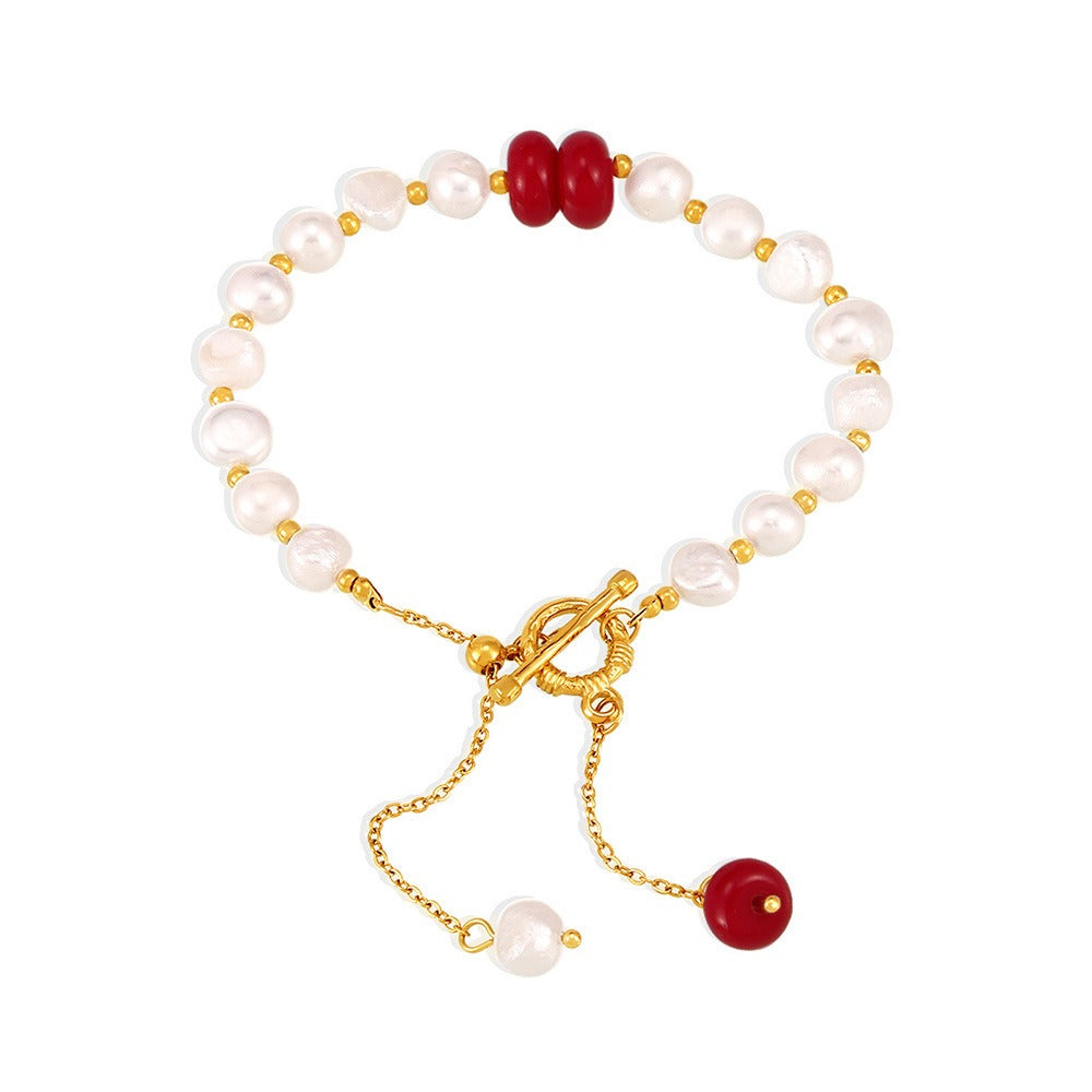 Kaze OT Buckle Natural Pearl Bracelet | 18K Gold Pearl Bracelet in 4 Colours