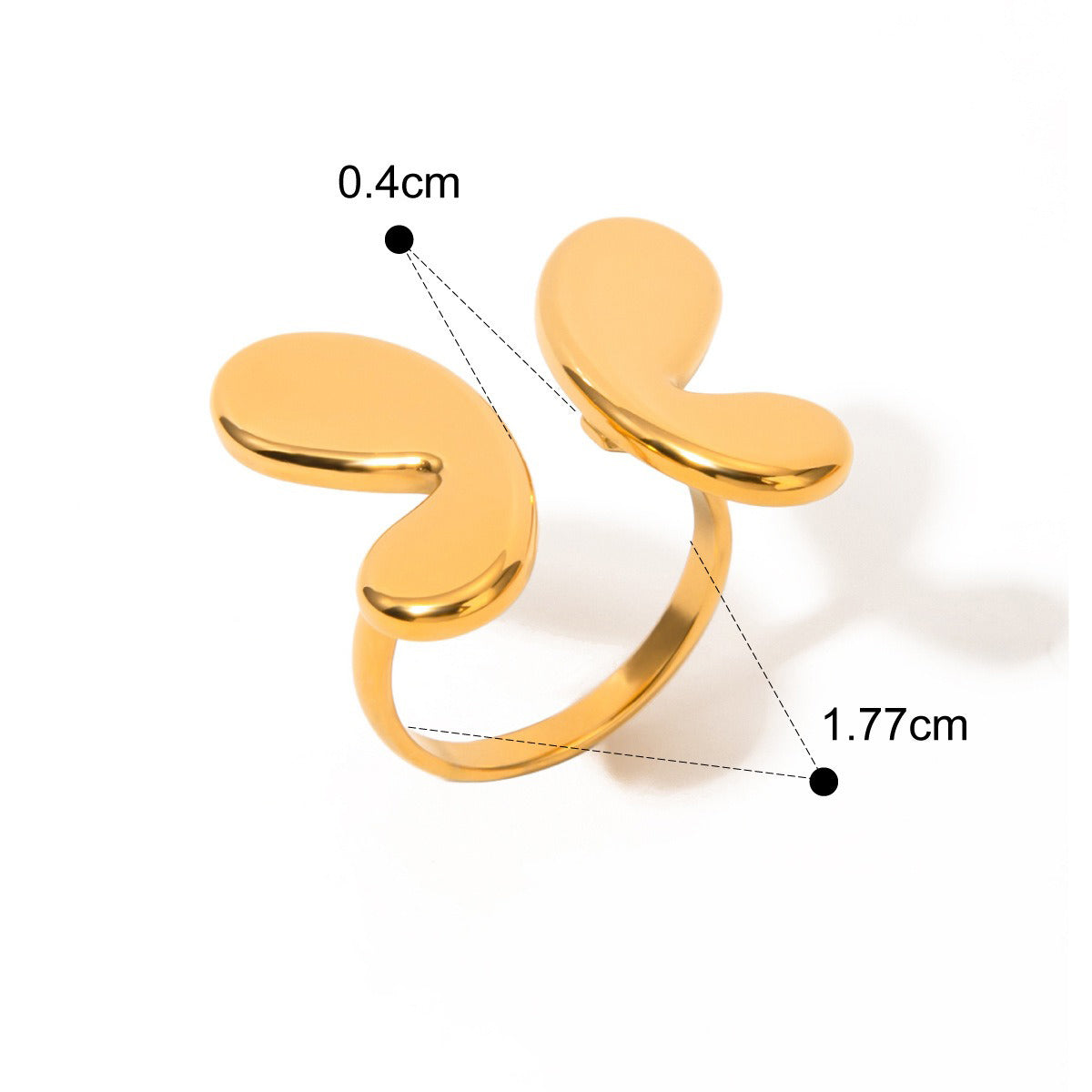 Kaze Elegant Lightweight Butterfly Open Ring | 18K Gold Adjustable Butterfly Ring
