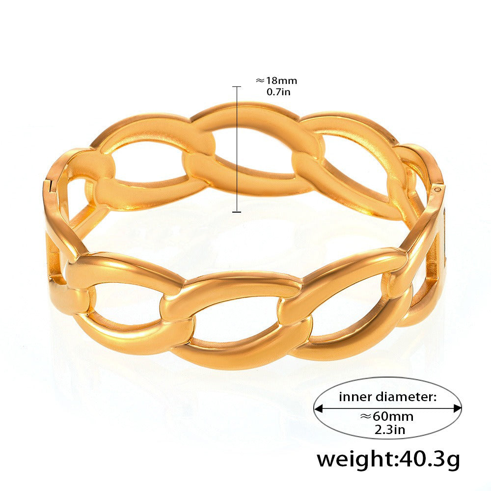 Kaze Geometric Hollow Design Bracelet | 18K Gold Statement Bangle — 12 Style Variants Style A-22