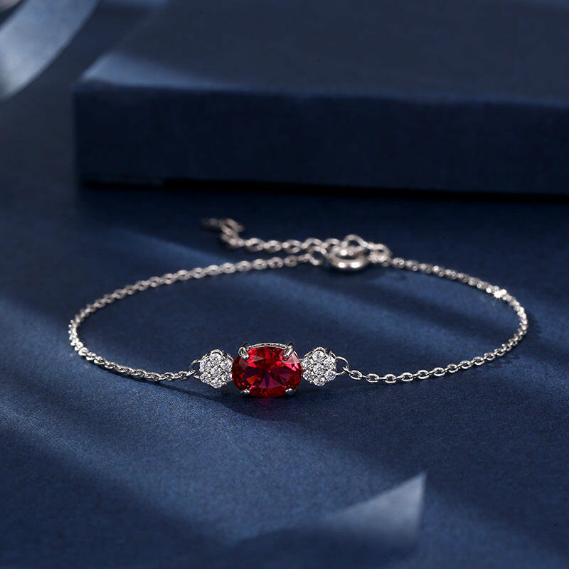 Kaze Korean-Style Sapphire &amp; Ruby White Copper Bracelet | White Gold &amp; Rose Gold Gemstone Bracelet White gold rubies